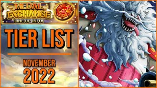 OPTC Medal Exchange November 2022 Tier List One Piece Treasure Cruise [upl. by Ahsekan32]