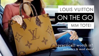 Louis Vuitton On the Go Tote MM  DETAILS WHAT FITS amp MOD SHOTS [upl. by Onirefes]