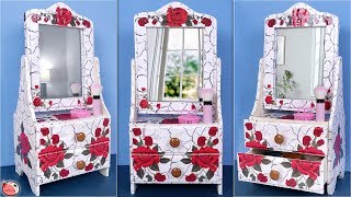 DIY Mini Dressing Table Making at Home  Space Saving Organization Idea [upl. by Killarney]