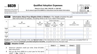 IRS Form 8839 walkthrough Qualified Adoption Expenses [upl. by Corinna]