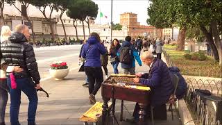 Cimbalom player performing on the streets of Rome  amazing street musician [upl. by Eilagam]