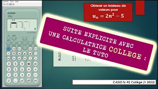 Calculer les termes dune suite explicite Calculatrice Collège Casio Classwiz [upl. by Giovanna983]