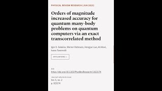 Orders of magnitude increased accuracy for quantum manybody problems on quantum comp  RTCLTV [upl. by Ecinrahs835]