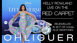 Kelly Rowland live on the red carpet for Disneys The Little Mermaid in 9ct of ocean blue gemstones [upl. by Yruama]