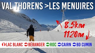 Skiing 85km long run from Val Thorens to Les Menuires in Les 3 Vallées [upl. by Aneloj]