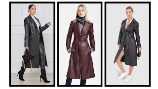 Most Trendy and Stylish Leather Trench Coat for winter season 🤩  Leather Trench Coat for Women 😱 [upl. by Colville]