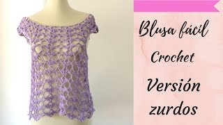 Remeras tejidas a crochet fácil para ZURDOS paso a paso Tejidocirculos [upl. by Llertram]