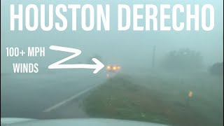 Houston derecho • 100 mph winds • Buildings trees power lines demolished • Storm chaser POV [upl. by Lirrad]