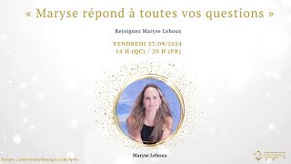 « Maryse répond à toutes vos questions » [upl. by Ahsiuqram]