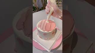 Pink handpainted puppy cake  Handpainted cake tutorial beautiful and highend daily life shorts [upl. by Einittirb]