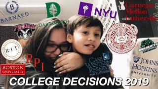 COLLEGE DECISION REACTIONS 2019  DARTMOUTH NORTHEASTERN NYU JOHNS HOPKINS BARNARD  MANY MORE [upl. by Carny]