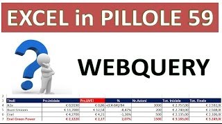 EP59 Importare dati da internet verso Excel WEBQUERY Es Azioni di borsa italiana [upl. by Shelbi]