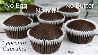 Super Moist Chocolate Cupcakes  New Recipe  No Egg No Milk No Butter Cake [upl. by Motteo]