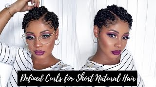 Defined Shiny Moisturized Curls for TWA  Short Natural Hair Tutorial [upl. by Drof460]