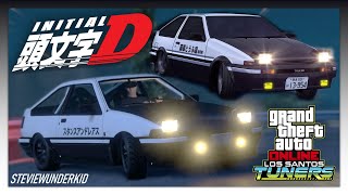 GTA 5 Takumis Initial D Toyota Corolla AE86  Karin Futo GTX REPLICA BUILD [upl. by Eisteb526]