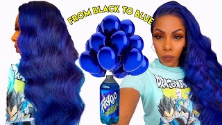 BLUEBERRY FAYGO HAIR COLOR FROM BLACK TO ELECTRIC BLUE │START TO FINISH PRO TIPS ft ISHOWBEAUTY [upl. by Auric291]