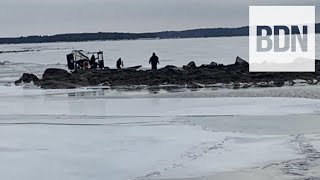 Airboat approaches Sebago Lake shore after rescuing 71yearold man [upl. by Debee]