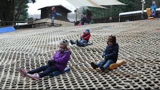 Tobogganing at Mendip dry ski slope family video [upl. by Patrizius]