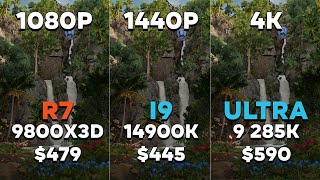 Ryzen 7 9800X3D vs i9 14900K vs Ultra 9 285K  Test in 6 Games on 1080p 1440p amp 4K [upl. by Twyla]