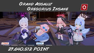 Blue Archive Gregorius Grand Assault Indoor Insane mode  27640k pts [upl. by Cowden]