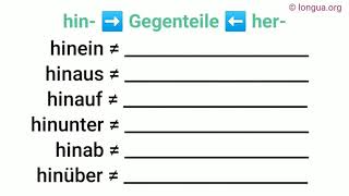 Gegenteile hin her Gegensatz Synonym hinein herein hinaus heraus hinauf herauf hinunter herun [upl. by Attelrac934]