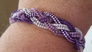 Tutorial 4 Strand Herringbone Braided Bracelet DIY Video 156 [upl. by Zoarah]