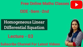 Ex  52 ODE How to reduce Differential Eq in Homogeneous Linear EqBABSc 1st year maths [upl. by Nirda]