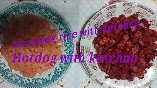 Sinangag rice with ketchup and Hotdog with ketchup [upl. by Nagiem]