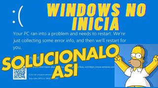 ✅MUY FACIL Reparar Windows cuando no inicia solucion pantallazo azul [upl. by Intihw]