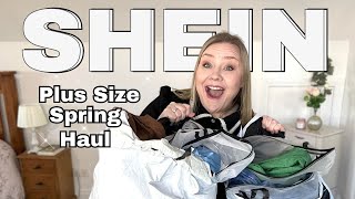 HUGE SHEIN plus size SPRING HAUL  Apple shape body fashion [upl. by Elda91]