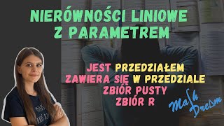 Nierówności liniowe z parametrem Zbiór rozwiązań JEST przedziałem ZAWIERA się w przedziale [upl. by Evets]