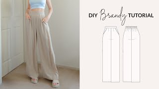 DIY Wide Leg Pants Tutorial  Sewing Pattern [upl. by Jueta]