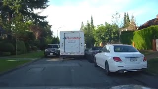 Purolator Truck Scrapes Brand New BMW M8 in Vancouver [upl. by Savell]