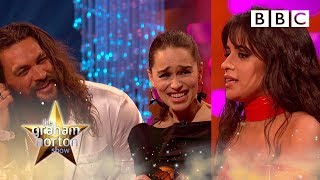 Camila Cabello hilarious fangirl moment over Emilia Clarke amp Jason Momoa  Graham Norton Show  BBC [upl. by Garber]