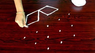 How To Rangoli With 5X3 Dots Simple Freehand Lines Rangoli  Friday Dots Rangoli [upl. by Christie614]