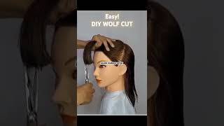 Easy Diy wolf cut shorts haircut trending ytshort [upl. by Natsirhc]