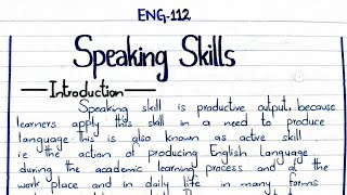 Speaking Skills  Techniques  Types ENG112 2ndsemester punjabuniversity pu [upl. by Haye]