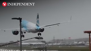 Planes struggle to land at Heathrow as Storm Ashley hits UK [upl. by Rheingold953]