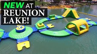 Lake Fun at Reunion Lake RV Resort  Kayak paddle board float island [upl. by Staley611]