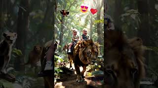 Two Babies Swinging on the lion shortsviral shorts shortvideo trending [upl. by Rhines]