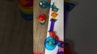 A fun way to play with the magnetic marble runcolourful slides  coloured woodenballs asmrtriggers [upl. by Puduns110]