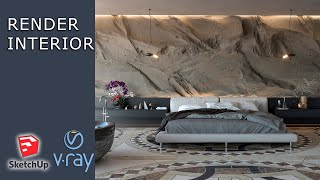 COMO CONFIGURAR MURO DE PIEDRA RENDER INTERIOR SKETCHUP  VRAY5 [upl. by Kiyohara]