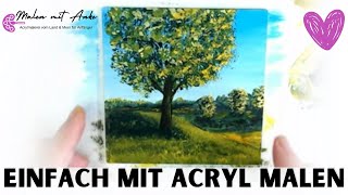 Eine schöne Landschaft mit Baum amp Wiese malen lernen Acrylmalerei für Anfänger [upl. by Damalas]