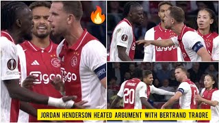 🔥 Jordan Henderson HEATED ARGUMENT with BERTRAND TRAORE during Ajax vs Besiktas Europa League match [upl. by Ailla]