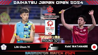 Koki WATANABE JPN vs LIN Chun Yi TPE  Japan Open2024 Badminton [upl. by Geer]