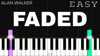 Alan Walker  Faded  EASY Piano Tutorial [upl. by Ahsekel]