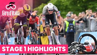 Mathieu Van Der Poel takes stage 1 with thrilling sprint  Giro dItalia 2022  Stage 1  Highlights [upl. by Candis]