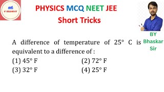 A difference of temperature of 25° C is equivalent to a difference of [upl. by Allenad]