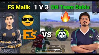 FS MALIK 1V3 ON TEAM BABLU 🔥  Amazing Clutch 😊 fsmalik bablu esportpakistan [upl. by Ackerman]