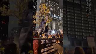 Protesters march in downtown Chicago following Trumps win [upl. by Ennyrb]